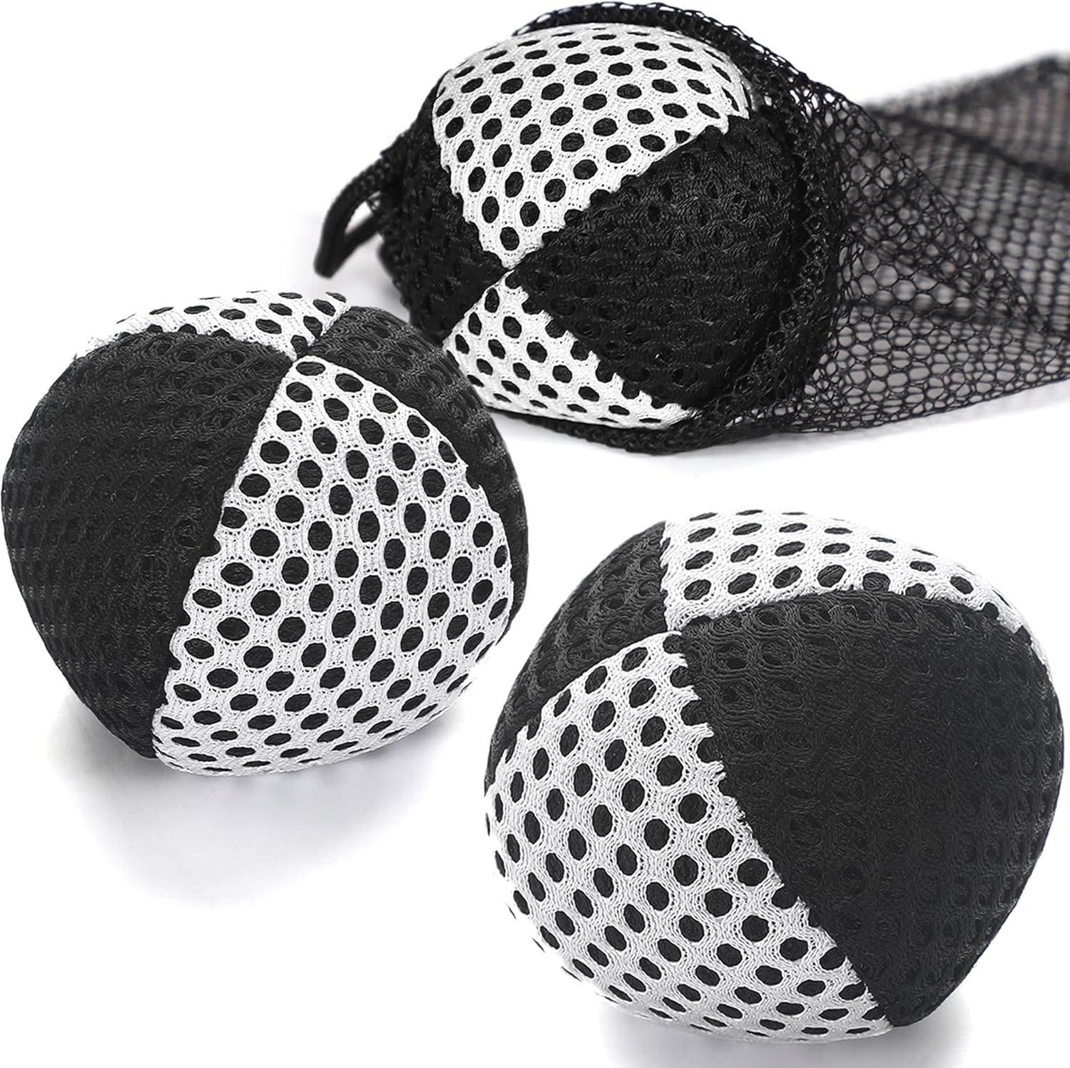 Black and white mesh juggling balls